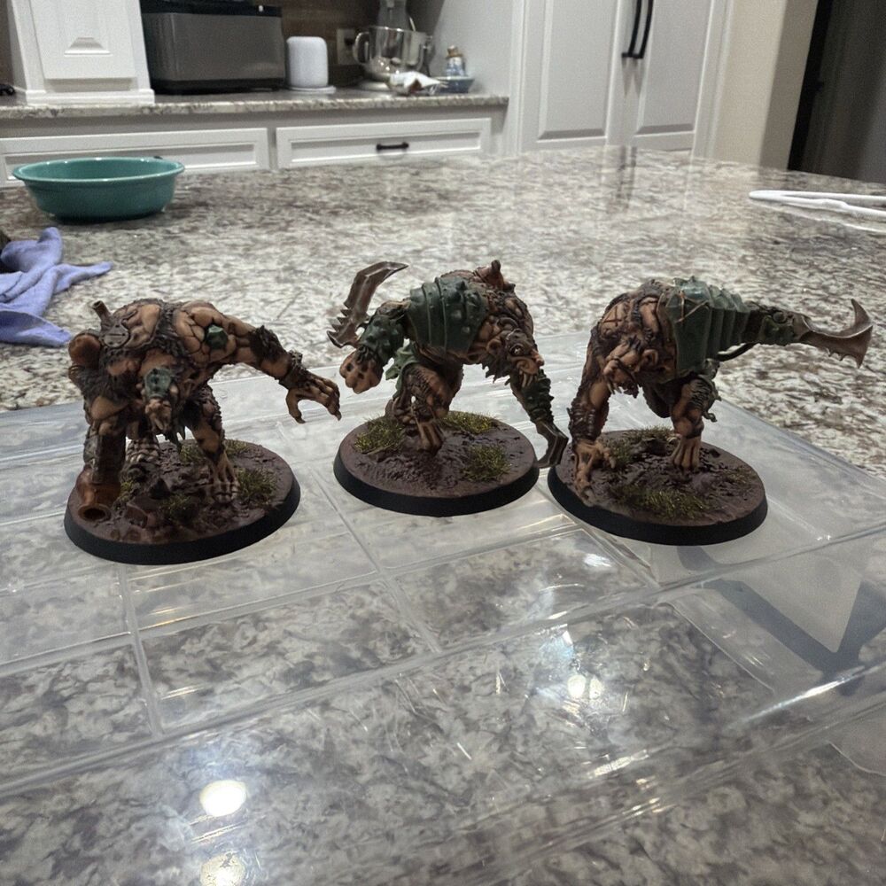 Warhammer Age of Sigmar Skaven 3x Rat Ogres Skaventide Painted